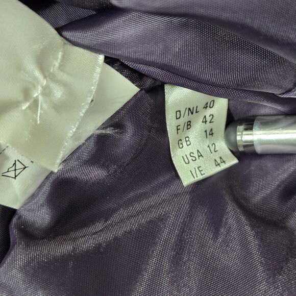 Linea Milano Pure Silk Jacket Blazer sz 12 US Purple Pockets Double Breasted - Picture 16 of 16